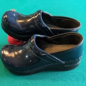 Dansko Navy Blue Patent Leather Mules